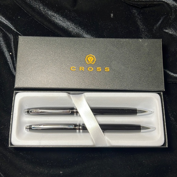 cross Office Cross Pen Set Two Black Cross Pens With Chrome Accents